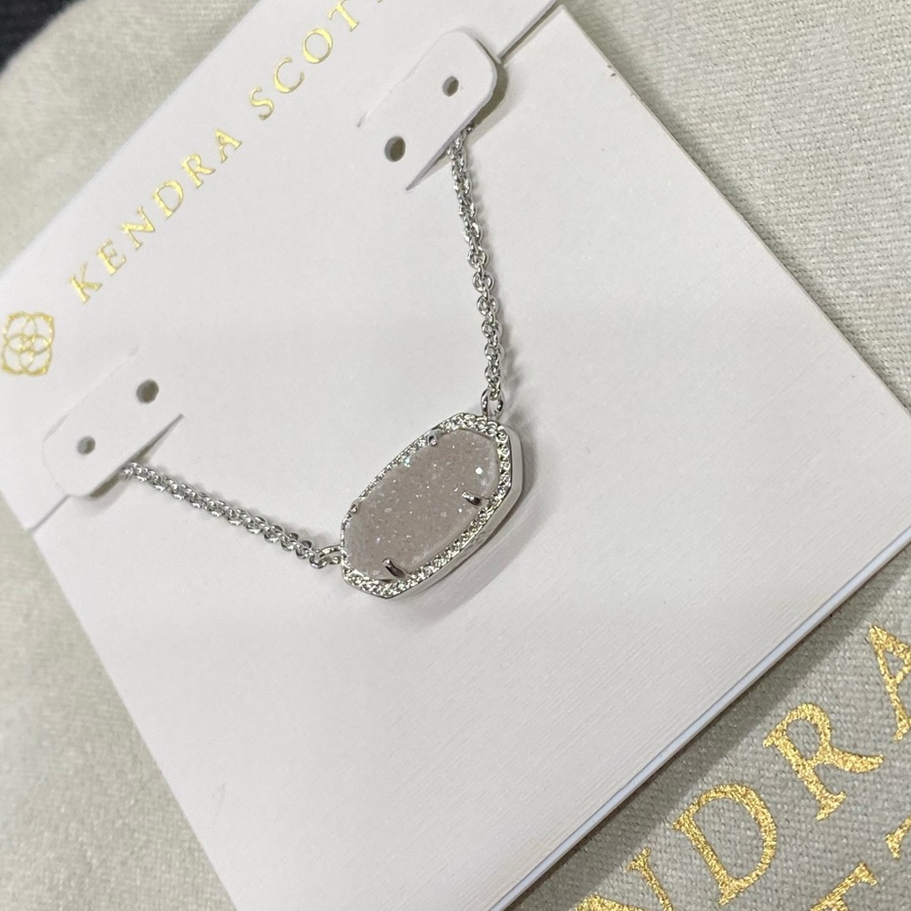 New Kendra Scott Silver Elisa In Iridescent Drusy - Picture 4 of 8